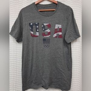 Gray TEAM USA Distressed Olmypic Rings Graphic Men's Large T-Shirt